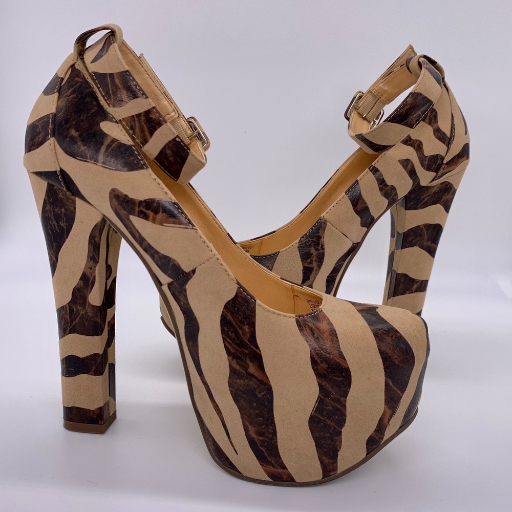 Luichiny Tiger Platform Shoes w/Ankle Strap